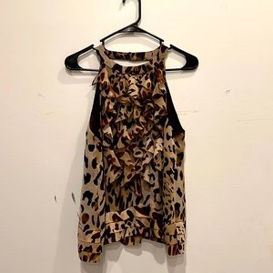 Ruffled Animal Print Sleeveless Top